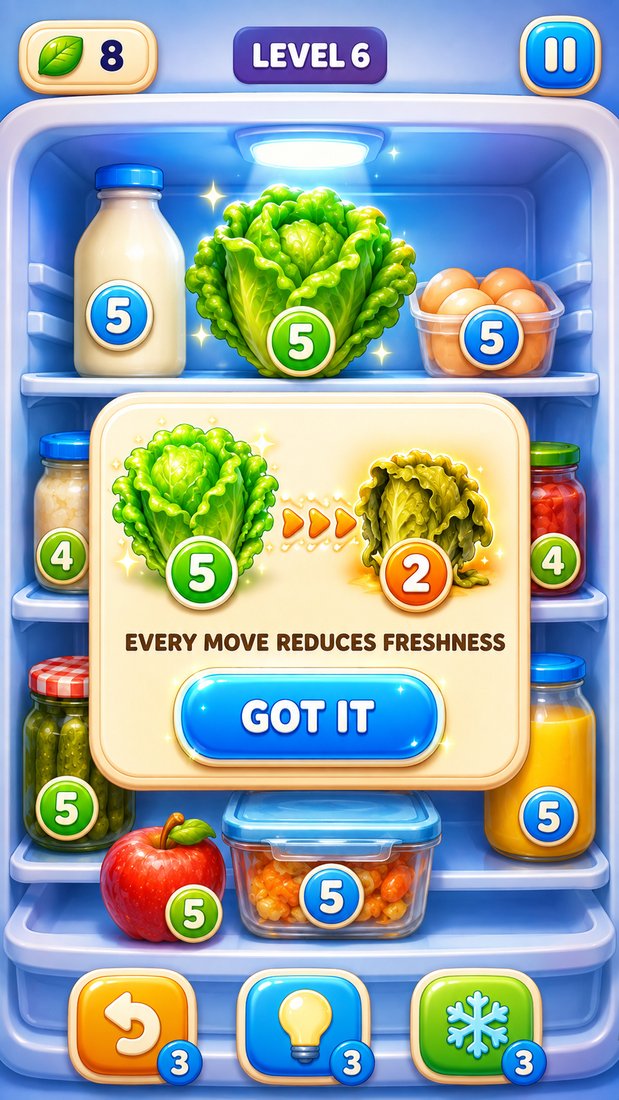 Gameplay — extracting food from the fridge grid